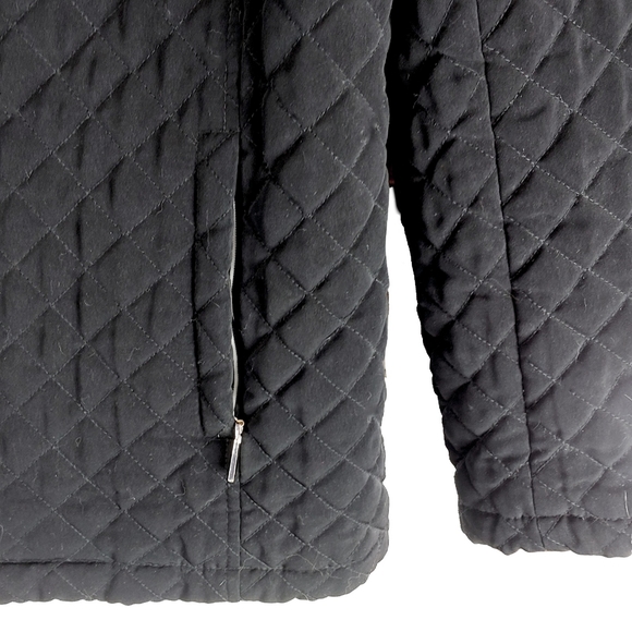 Worthington Womens M Black Quilted Fleece Lined Full Zip Jacket - Picture 4 of 7